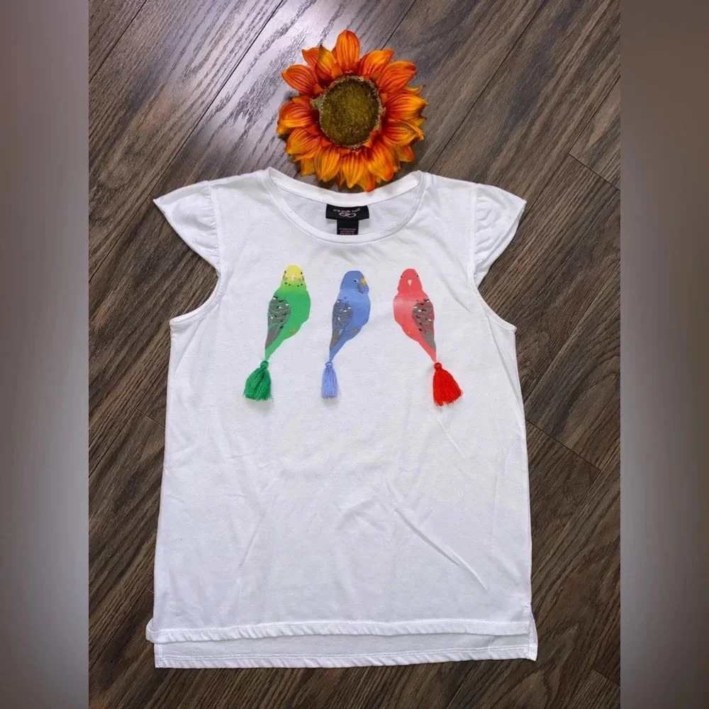 🌻5/$25🌻IT’S OUR TIME Parakeet Tassel Tail Shirt | X-LARGE |
